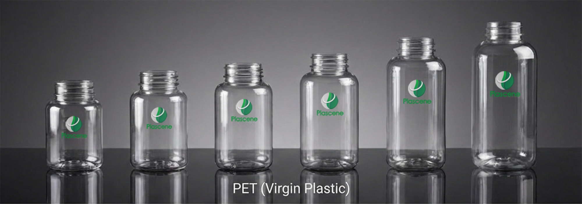 Plascene's product lineup of PET bottles