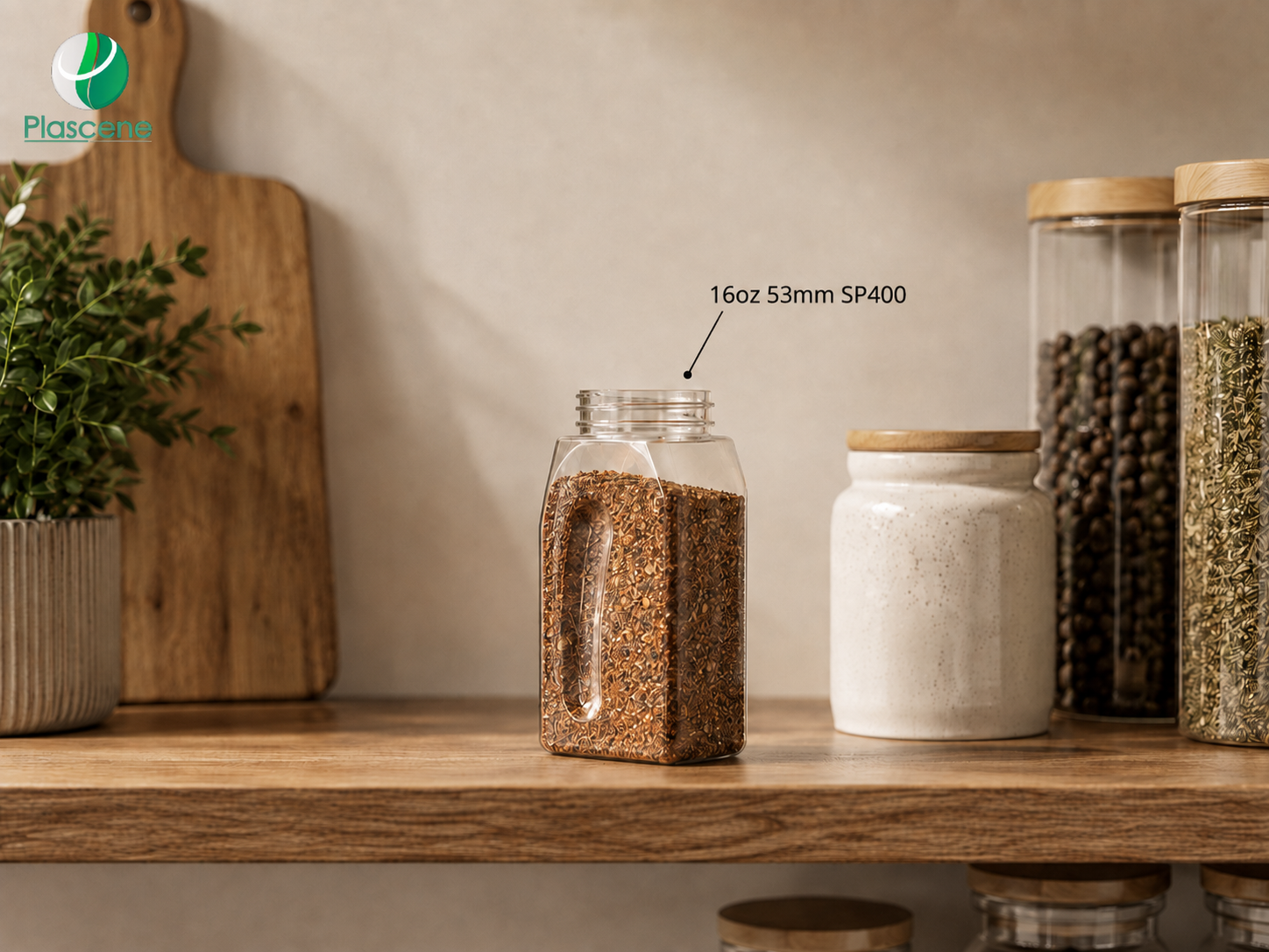 16oz PET Oblong Grip Jar