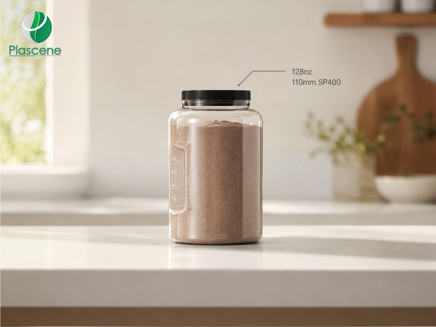 128oz PET Round Finger Grip Jar