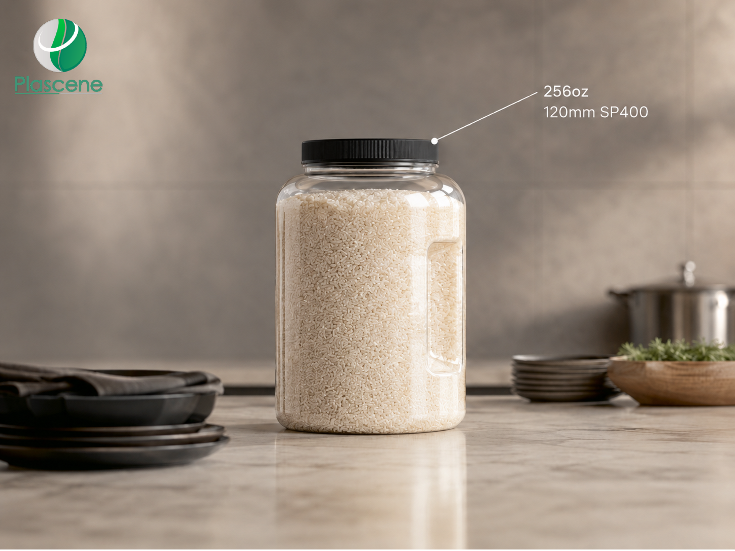 256oz PET Round Finger Grip Jar