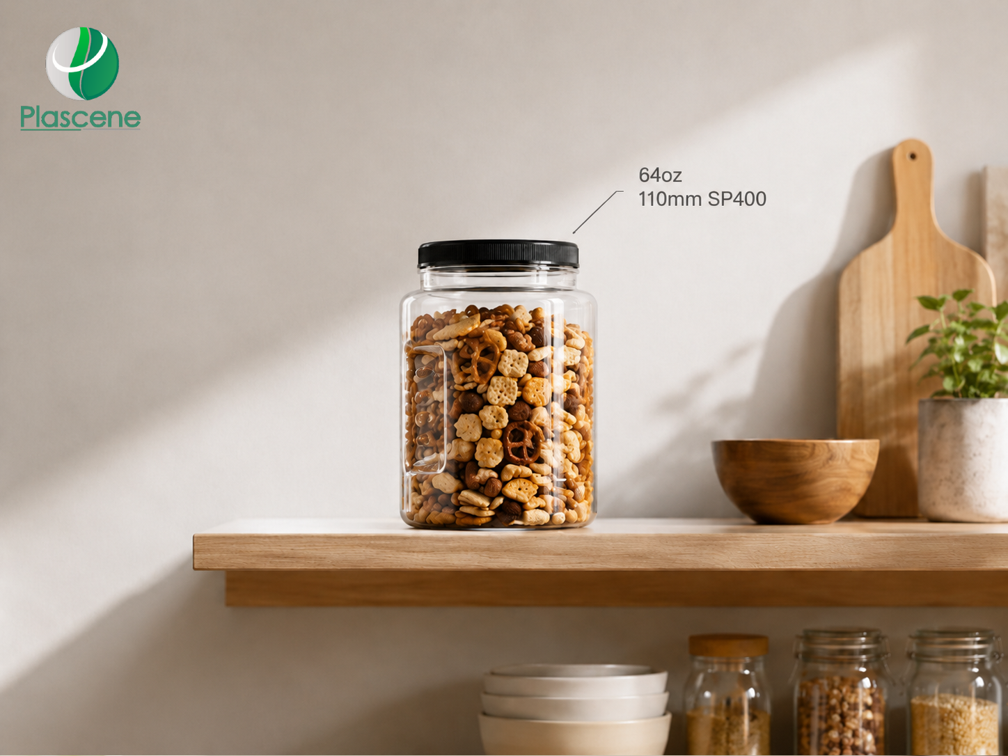 64oz PET Round Finger Grip Jar